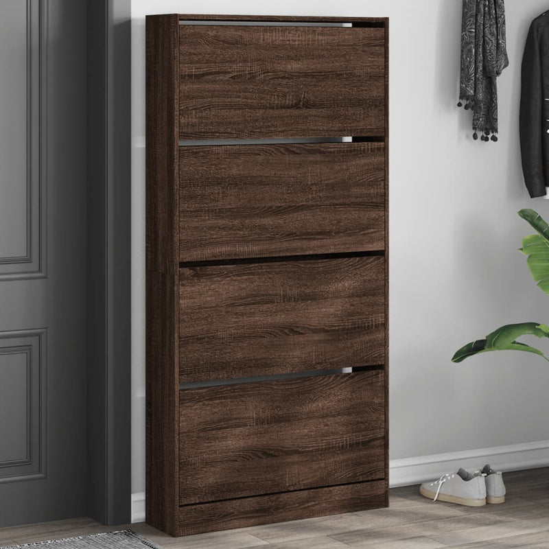 Load image into Gallery viewer, VidaXL Schoenenkast met 4 klaplades 80x21x163,5 cm bruin eikenkleur

