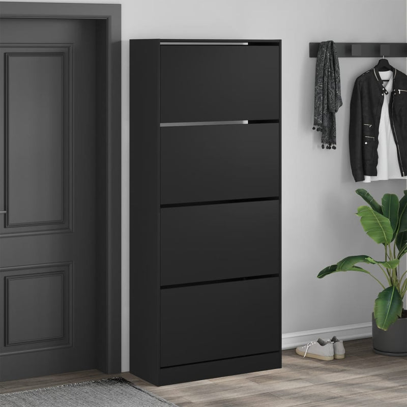 Load image into Gallery viewer, VidaXL Schoenenkast met 4 klaplades 80x34x187,5 cm zwart
