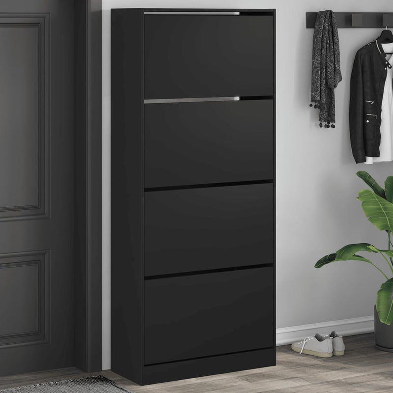 Load image into Gallery viewer, VidaXL Schoenenkast met 4 klaplades 80x34x187,5 cm zwart
