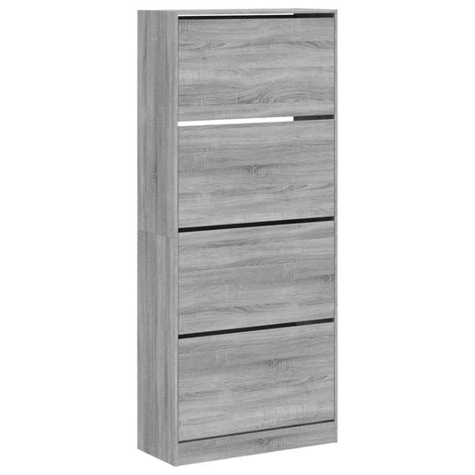 VidaXL Schoenenkast met 4 klaplades 80x34x187,5 cm grijs sonoma