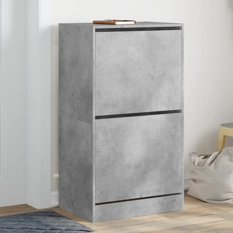 Load image into Gallery viewer, VidaXL Schoenenkast met 2 klaplades 60x42x108 cm betongrijs

