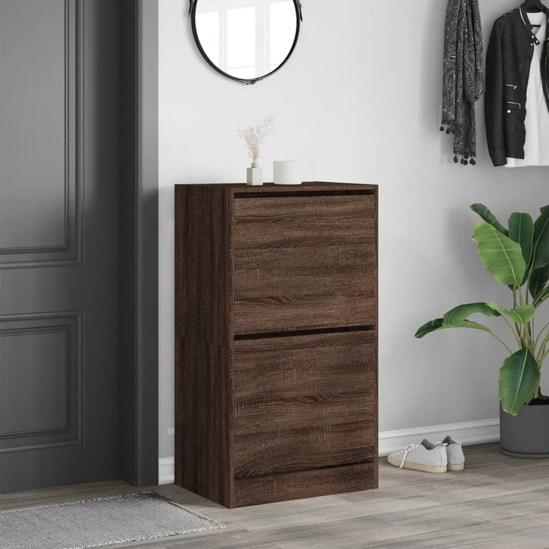 Load image into Gallery viewer, VidaXL Schoenenkast met 2 klaplades 60x42x108 cm bruin eikenkleur
