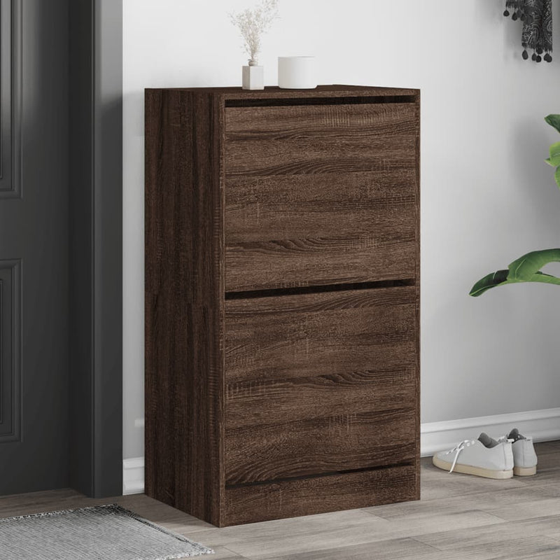 Load image into Gallery viewer, VidaXL Schoenenkast met 2 klaplades 60x42x108 cm bruin eikenkleur

