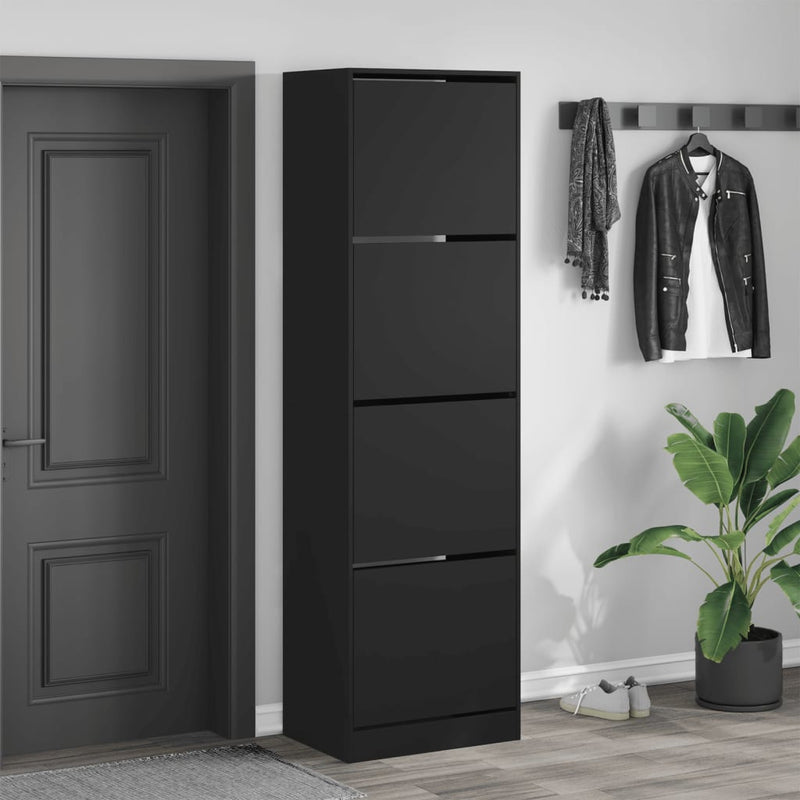 Load image into Gallery viewer, VidaXL Schoenenkast met 4 klaplades 60x42x204 cm zwart
