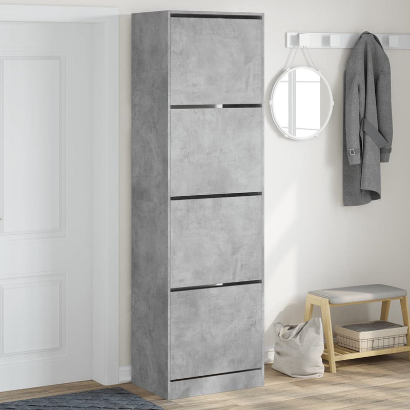 Load image into Gallery viewer, VidaXL Schoenenkast met 4 klaplades 60x42x204 cm betongrijs
