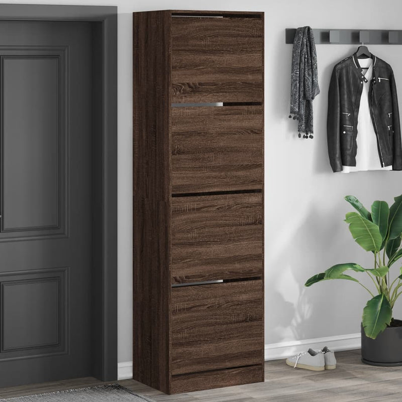 Load image into Gallery viewer, VidaXL Schoenenkast met 4 klaplades 60x42x204 cm bruin eikenkleur
