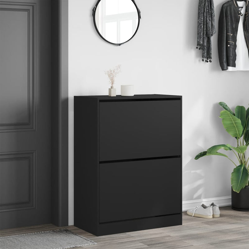 Load image into Gallery viewer, VidaXL Schoenenkast met 2 klaplades 80x42x108 cm zwart
