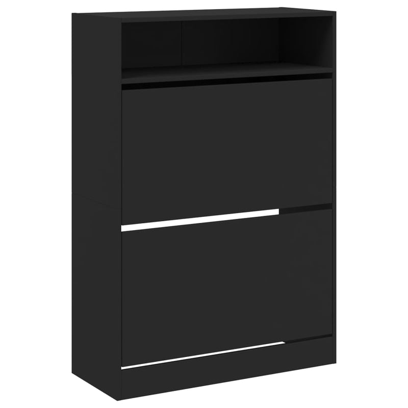 Load image into Gallery viewer, VidaXL Schoenenkast met 2 klaplades 80x34x116 cm zwart
