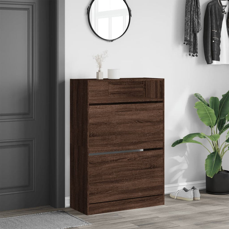 Load image into Gallery viewer, VidaXL Schoenenkast met 2 klaplades 80x34x116 cm bruin eikenkleur
