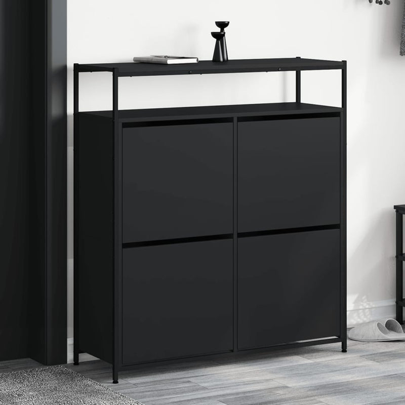 Load image into Gallery viewer, VidaXL Schoenenkast met 4 klaplades 100x34x112 cm zwart
