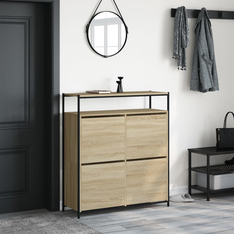 Load image into Gallery viewer, VidaXL Schoenenkast met 4 klaplades 100x34x112 cm sonoma eikenkleurig
