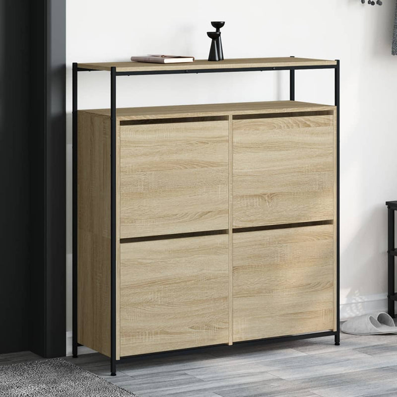 Load image into Gallery viewer, VidaXL Schoenenkast met 4 klaplades 100x34x112 cm sonoma eikenkleurig
