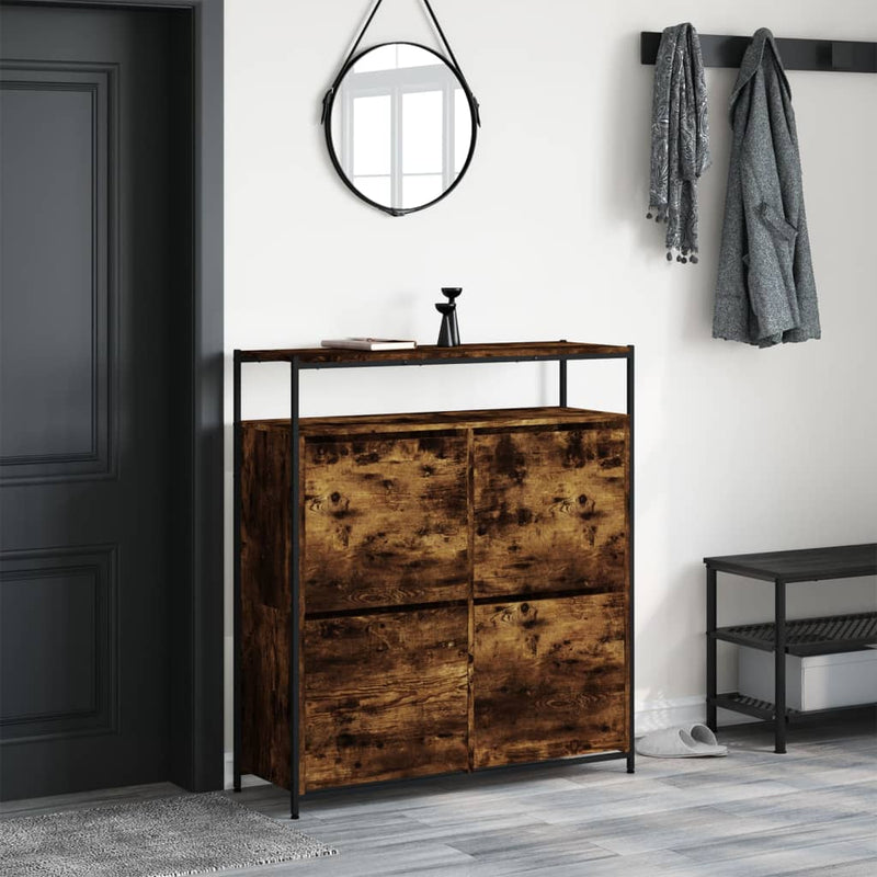 Load image into Gallery viewer, VidaXL Schoenenkast met 4 klaplades 100x34x112 cm gerookt eikenkleurig
