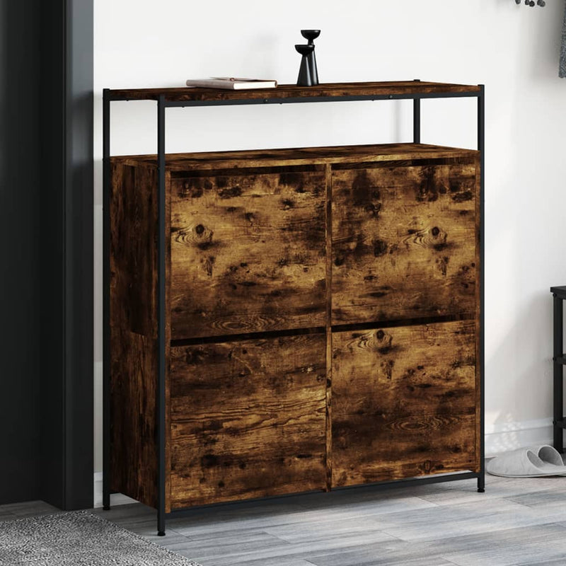 Load image into Gallery viewer, VidaXL Schoenenkast met 4 klaplades 100x34x112 cm gerookt eikenkleurig
