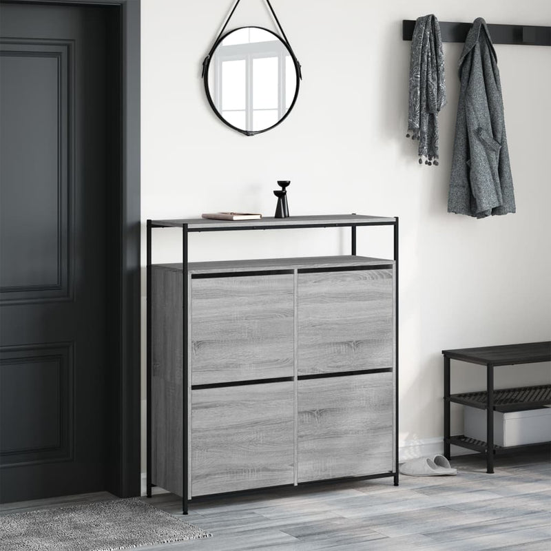 Load image into Gallery viewer, VidaXL Schoenenkast met 4 klaplades 100x34x112 cm grijs sonoma eiken
