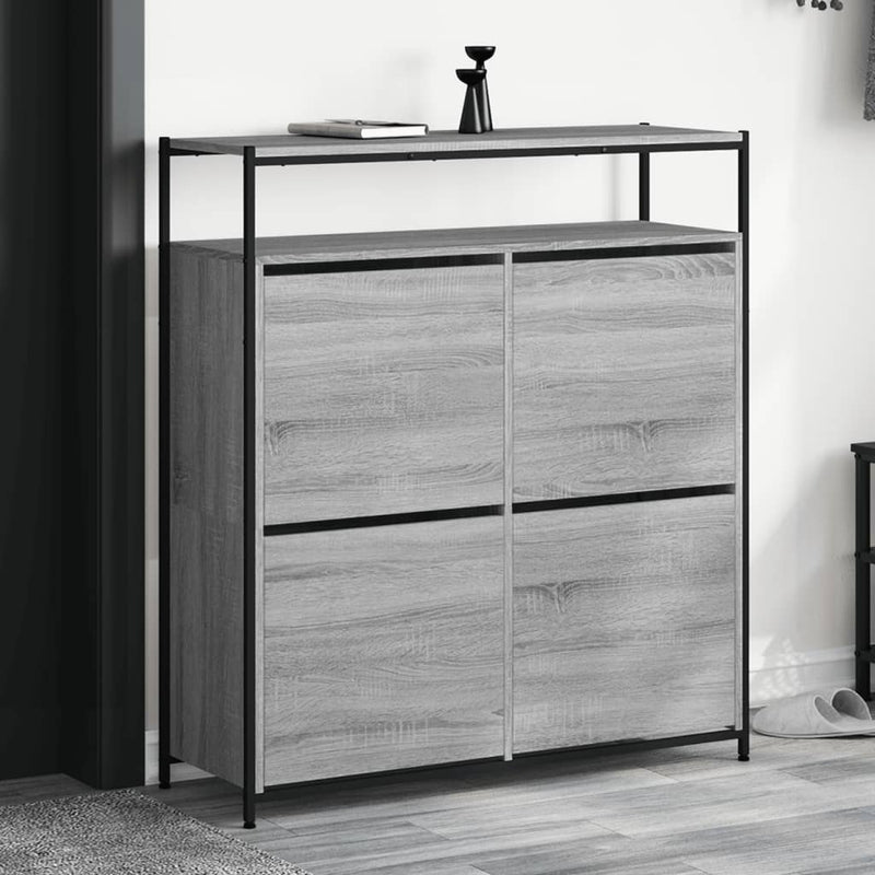 Load image into Gallery viewer, VidaXL Schoenenkast met 4 klaplades 100x34x112 cm grijs sonoma eiken
