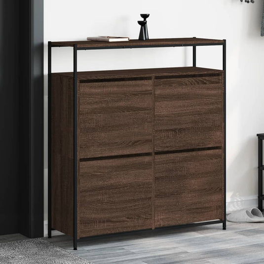 VidaXL Schoenenkast met 4 klaplades 100x34x112 cm bruin eikenkleur