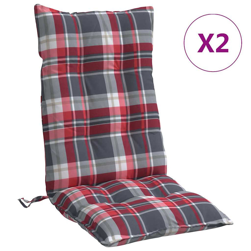 Load image into Gallery viewer, Vidaxl stoelkussens 2 st hoge rug ruitpatroon oxford stof rood
