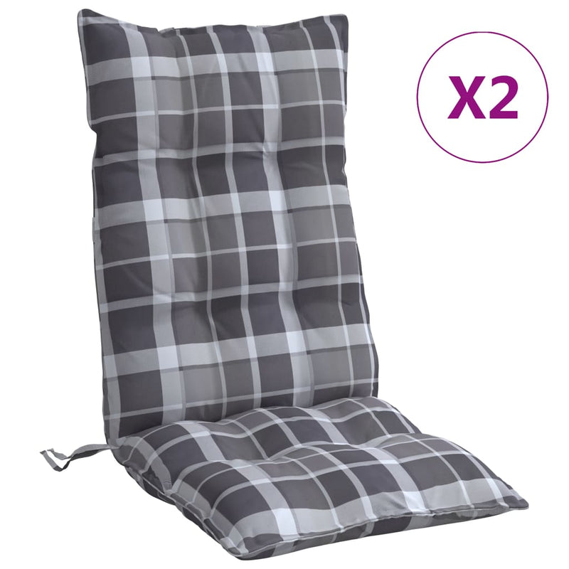 Load image into Gallery viewer, Vidaxl stoelkussens 2 st hoge rug ruitpatroon oxford stof grijs
