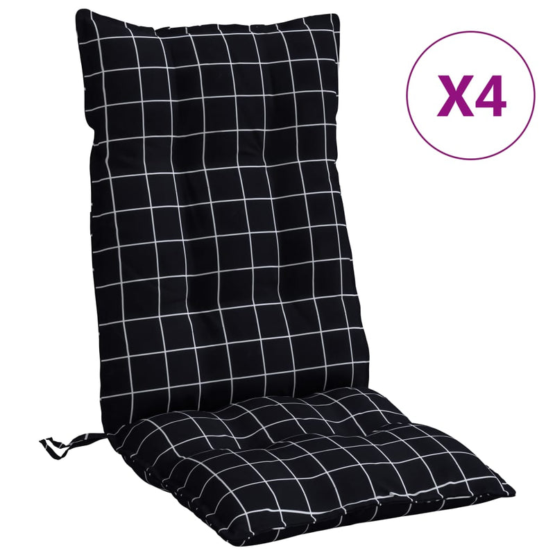 Load image into Gallery viewer, Vidaxl stoelkussens 4 st hoge rug ruitpatroon oxford stof zwart
