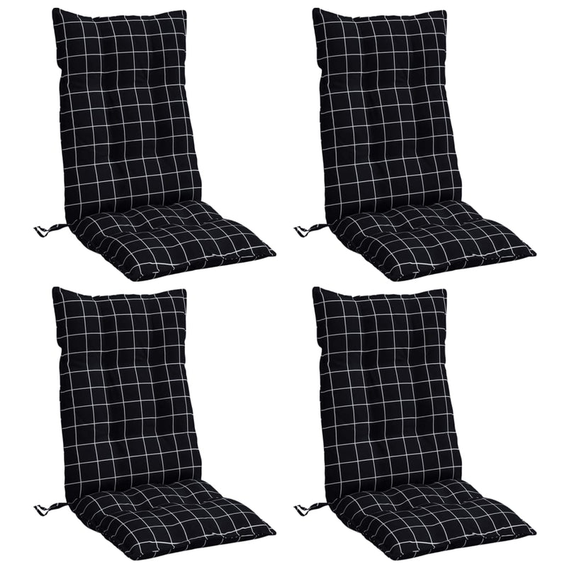 Load image into Gallery viewer, Vidaxl stoelkussens 4 st hoge rug ruitpatroon oxford stof zwart
