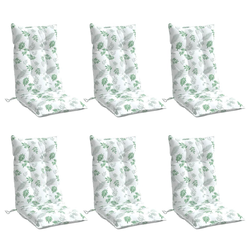 Load image into Gallery viewer, Vidaxl stoelkussens 6 st hoge rug bladpatroon oxford stof
