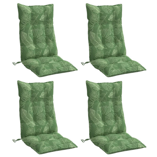 Vidaxl stoelkussens 4 st hoge rug bladpatroon oxford stof