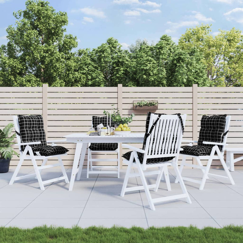 Load image into Gallery viewer, Vidaxl stoelkussens 4 st lage rug ruitpatroon oxford stof zwart
