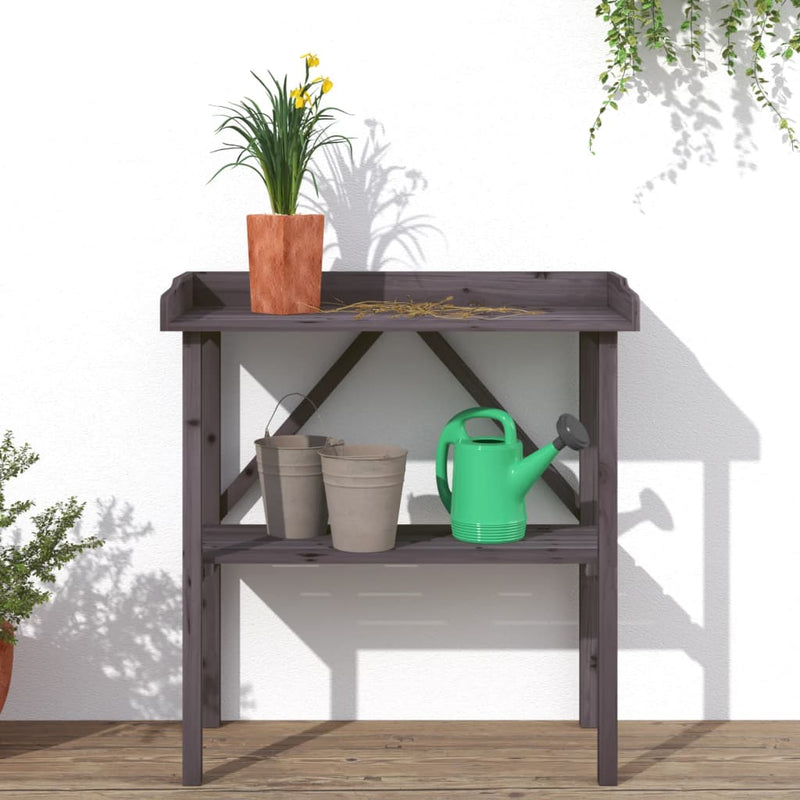 Cargue la imagen en el visor de la galería, Vidaxl plantentafel met schap 78x38x82,5 cm vurenhout grijs
