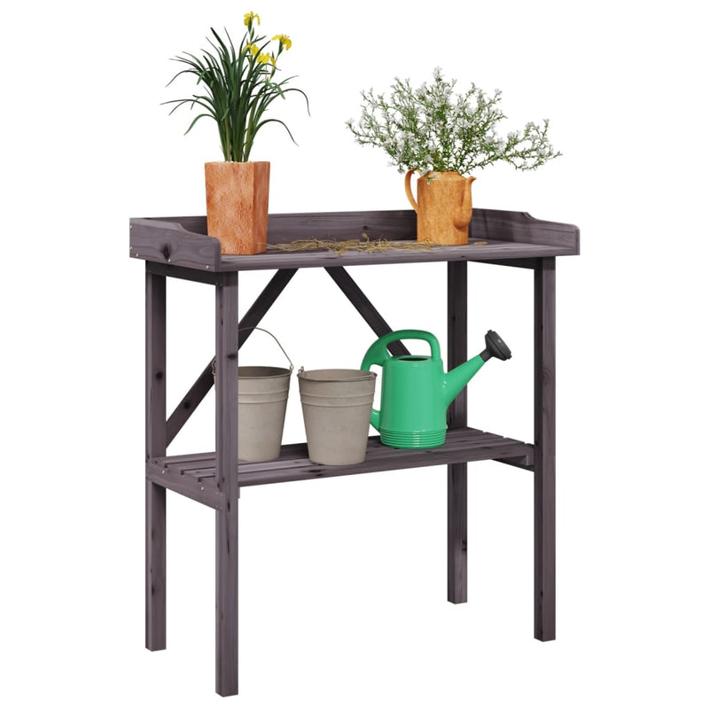 Cargue la imagen en el visor de la galería, Vidaxl plantentafel met schap 78x38x82,5 cm vurenhout grijs
