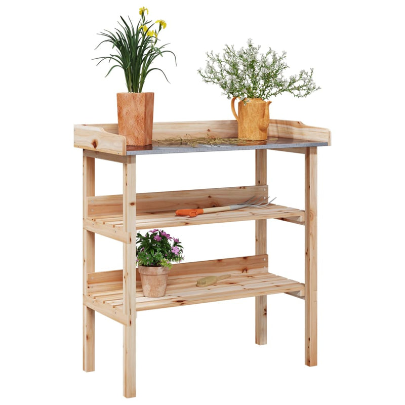 Load image into Gallery viewer, Vidaxl plantentafel met schappen 78x38x82,5 cm massief vurenhout
