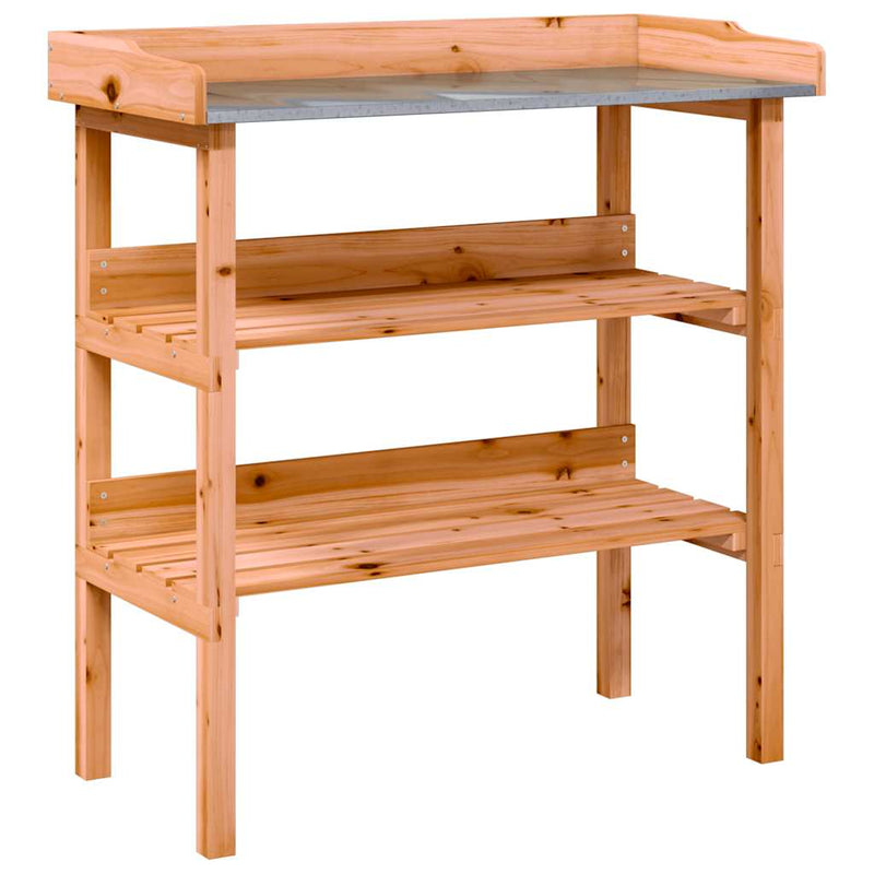 Load image into Gallery viewer, Vidaxl plantentafel met schappen 78x38x82,5 cm vurenhout bruin
