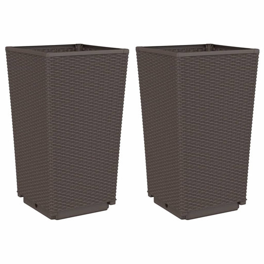 Vidaxl plantenbakken 2 st 32,5x32,5x57 cm polypropeen bruin