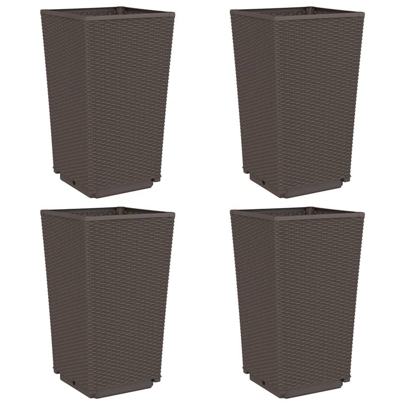 Load image into Gallery viewer, Vidaxl plantenbakken 4 st 32,5x32,5x57 cm polypropeen bruin
