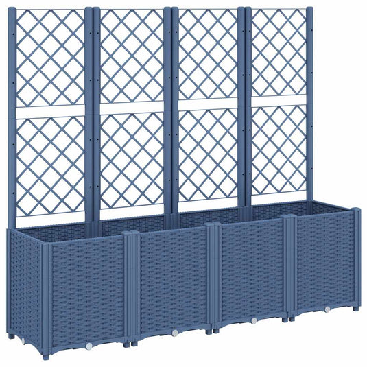 Vidaxl plantenbak met latwerk 160x40x140 cm polypropeen blauwgrijs