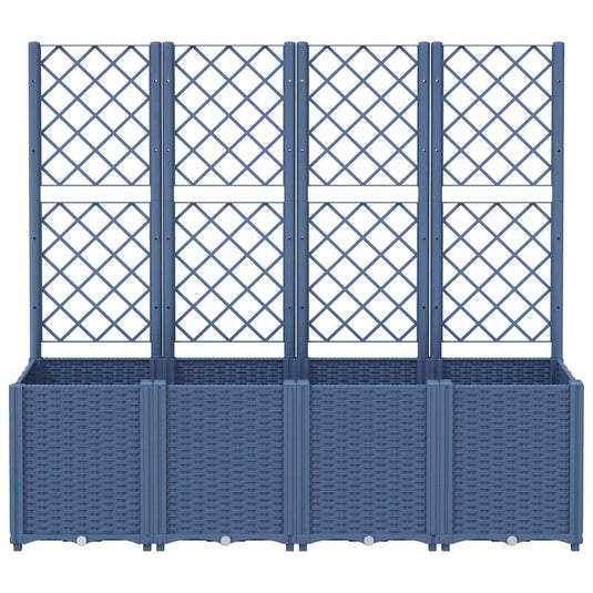 Vidaxl plantenbak met latwerk 160x40x140 cm polypropeen blauwgrijs