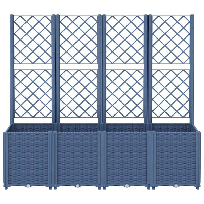 Load image into Gallery viewer, Vidaxl plantenbak met latwerk 160x40x140 cm polypropeen blauwgrijs
