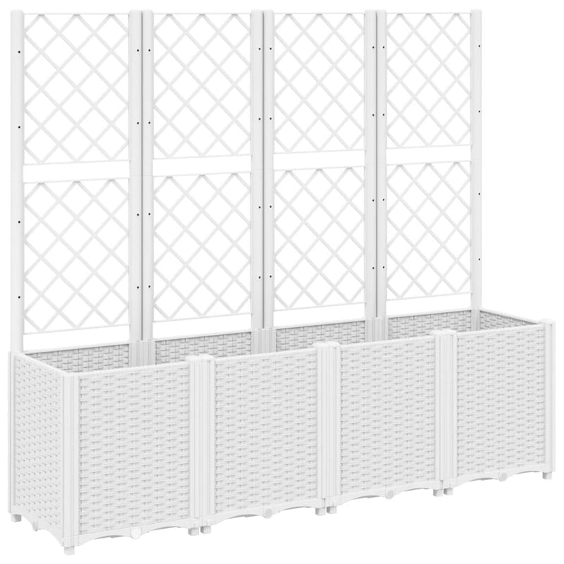 Load image into Gallery viewer, Vidaxl plantenbak met latwerk 160x40x140 cm polypropeen wit
