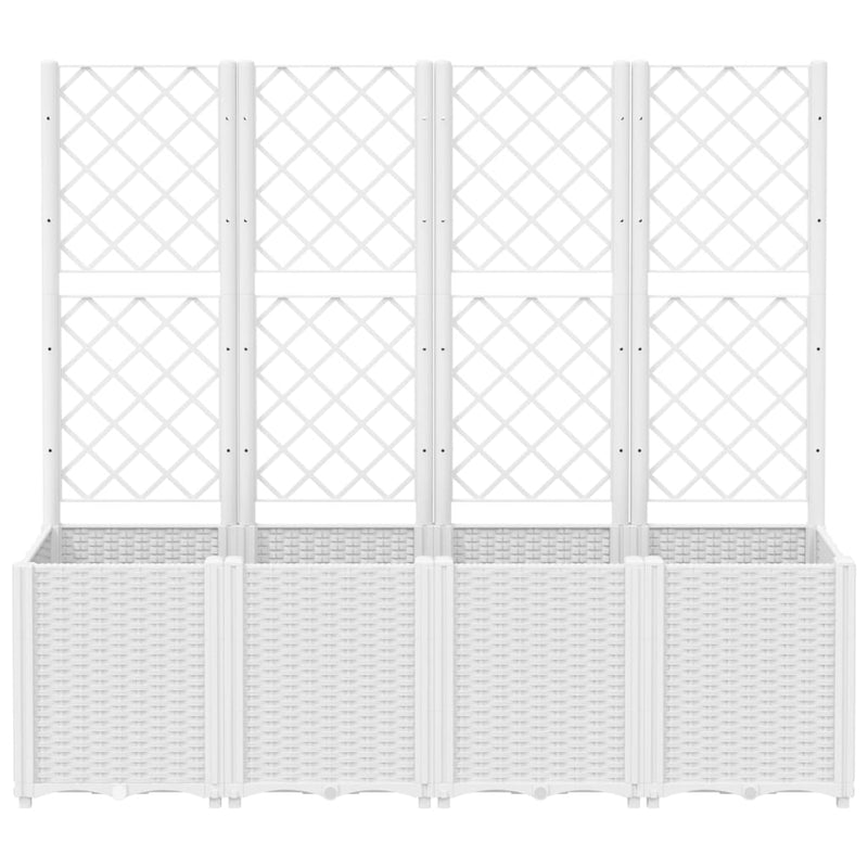Load image into Gallery viewer, Vidaxl plantenbak met latwerk 160x40x140 cm polypropeen wit
