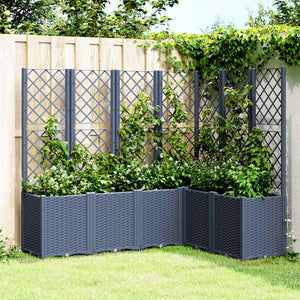 Vidaxl plantenbak met latwerk 160x120x140 cm polypropeen blauwgrijs