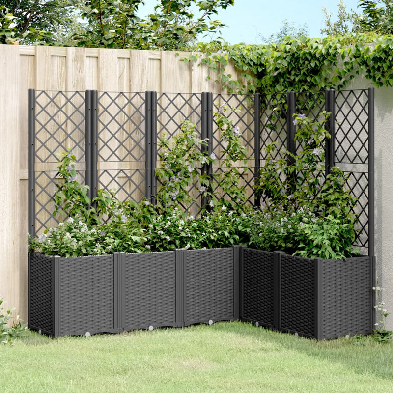 Load image into Gallery viewer, Vidaxl plantenbak met latwerk 160x120x140 cm polypropeen zwart
