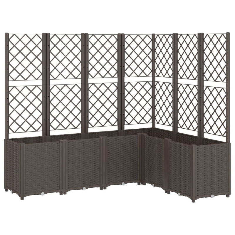 Load image into Gallery viewer, VidaXL Plantenbak met latwerk 160x120x140 cm polypropeen bruin
