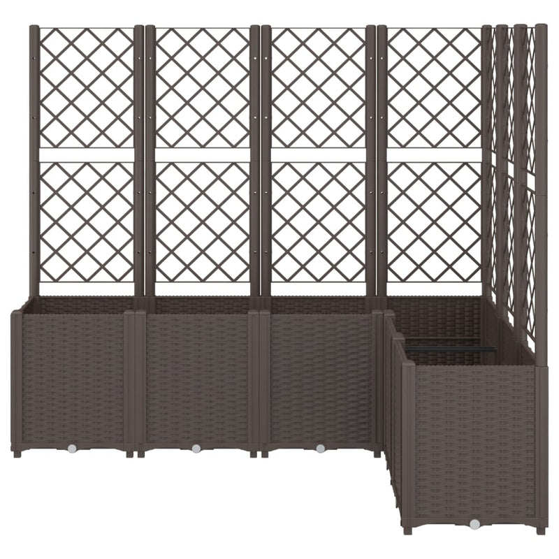 Load image into Gallery viewer, VidaXL Plantenbak met latwerk 160x120x140 cm polypropeen bruin
