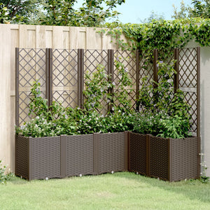 VidaXL Plantenbak met latwerk 160x120x140 cm polypropeen bruin