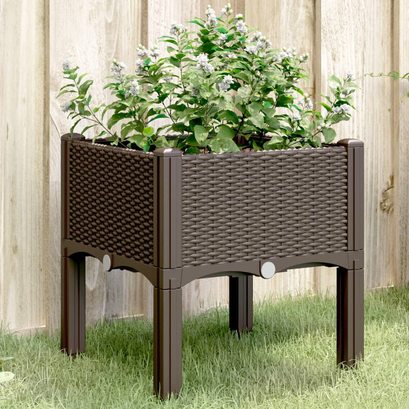 Load image into Gallery viewer, Vidaxl plantenbak met poten 40x40x42 cm polypropeen bruin
