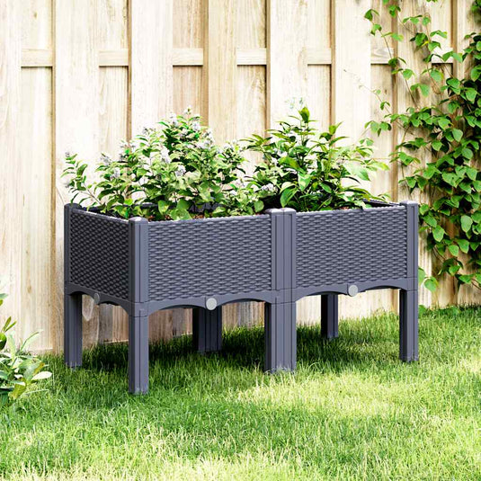 Vidaxl plantenbak met poten 80x40x42 cm polypropeen blauwgrijs