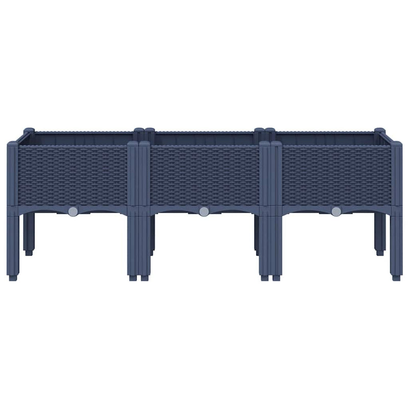 Afbeelding laden in galerijviewer, Vidaxl plantenbak met poten 120x40x42 cm polypropeen blauwgrijs
