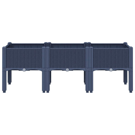 Vidaxl plantenbak met poten 120x40x42 cm polypropeen blauwgrijs