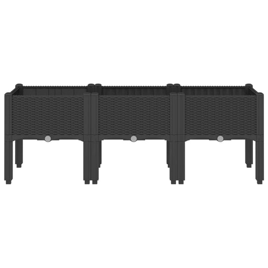 Vidaxl plantenbak met poten 120x40x42 cm polypropeen zwart
