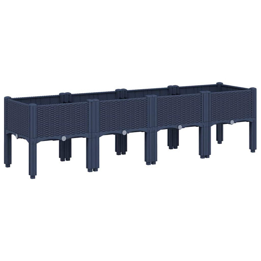 Vidaxl plantenbak met poten 160x40x42 cm polypropeen blauwgrijs